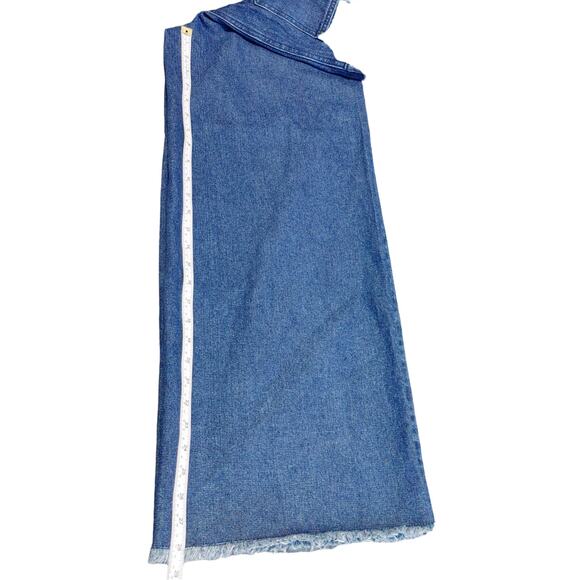 Forever 21 Wide Leg High Rise Raw Hem Jeans Dark Wash Blue Denim Womens Size 26 - Picture 4 of 7